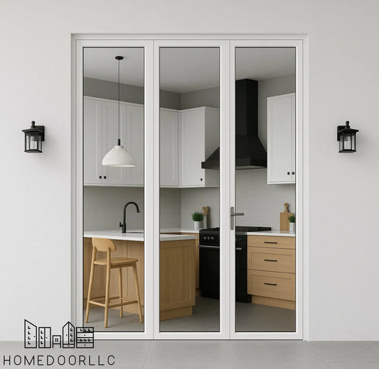 Aluminum Bifold Door 108″Wx80″H – OUT SWING FROM EXTERIOR VIEW Bifold