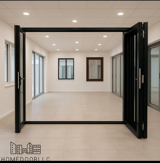 Aluminum Bifold Door 120″Wx80″H – OUT SWING FROM EXTERIOR VIEW Bifold