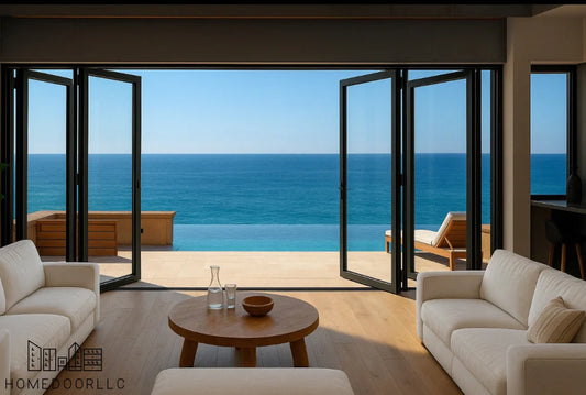 Aluminum Bifold Door 192″Wx96″H – OUT SWING FROM EXTERIOR VIEW Bifold