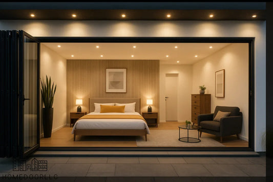 Aluminum Bifold Door 216″Wx80″H – OUT SWING FROM EXTERIOR VIEW Bifold