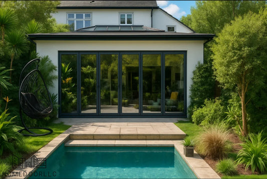 Aluminum Bifold Door 216″Wx96″H – OUT SWING FROM EXTERIOR VIEW Bifold