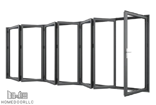 Aluminum Bifold Door 240″Wx96″H – OUT SWING FROM EXTERIOR VIEW Bifold