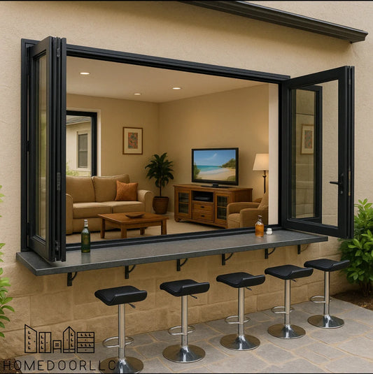 Aluminum Bifold Window 96″Wx36″H – OUT SWING FROM EXTERIOR VIEW