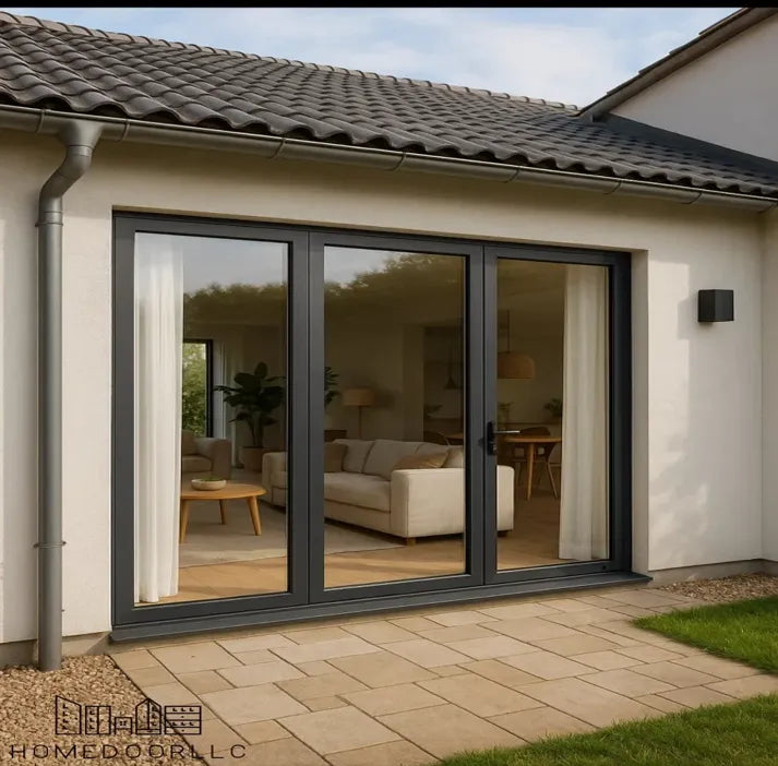 108W x 80H aluminum bifold door out swing exterior view