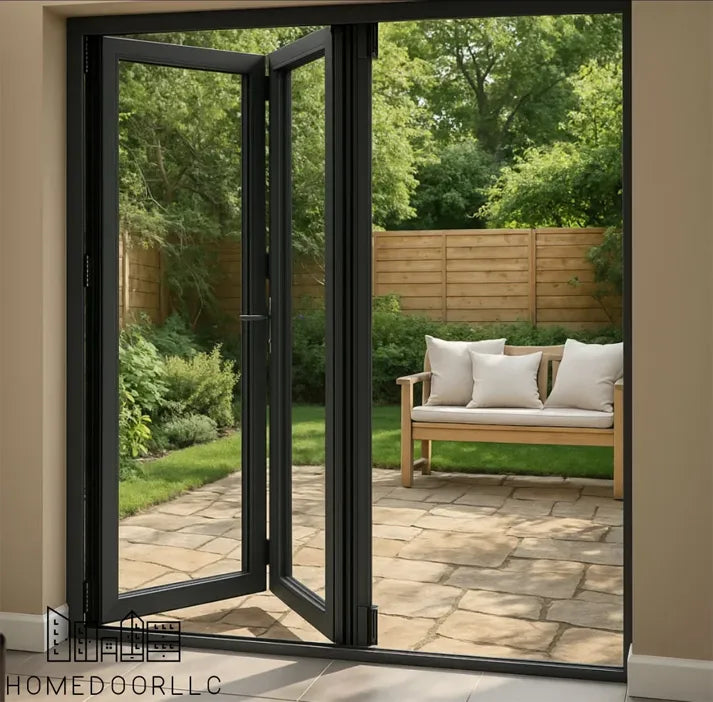 Aluminum bifold door 60W x 96H out swing exterior view
