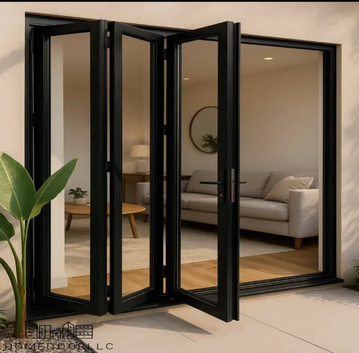 72W x 80H aluminum bifold door out swing exterior view