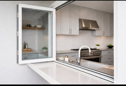 Aluminum Bifold Window 36″Wx36″H – OUT SWING FROM EXTERIOR VIEW
