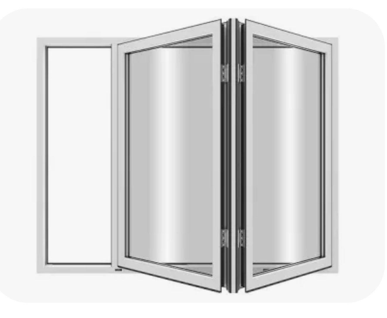 Aluminum Bifold Window 48″Wx48″H – OUT SWING FROM EXTERIOR VIEW