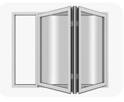 Aluminum Bifold Window 48″Wx48″H – OUT SWING FROM EXTERIOR VIEW