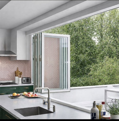 Aluminum Bifold Window 48″Wx48″H – OUT SWING FROM EXTERIOR VIEW