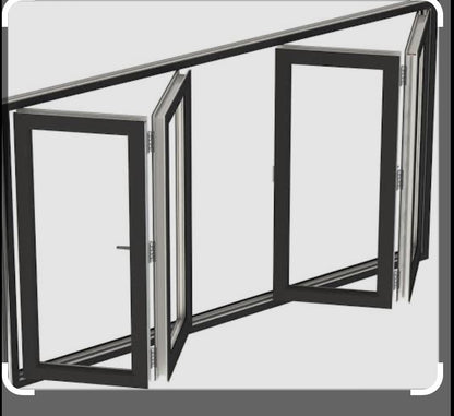Aluminum Bifold Window 96″Wx42″H – OUT SWING FROM EXTERIOR VIEW