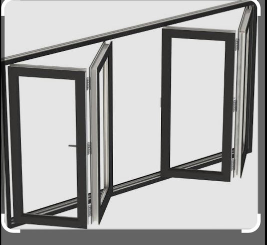 Aluminum Bifold Window 96″Wx42″H – OUT SWING FROM EXTERIOR VIEW