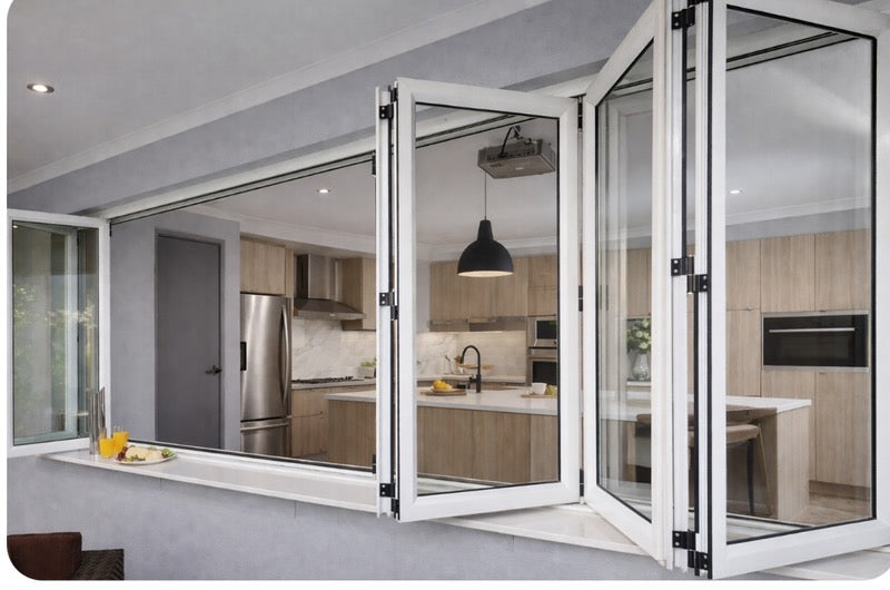 Aluminum Bifold Window 96″Wx42″H – OUT SWING FROM EXTERIOR VIEW