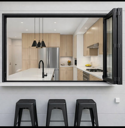 Aluminum Bifold Window 48″Wx42″H – OUT SWING FROM EXTERIOR VIEW