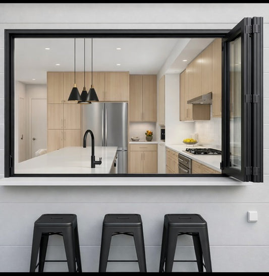 Aluminum Bifold Window 48″Wx42″H – OUT SWING FROM EXTERIOR VIEW