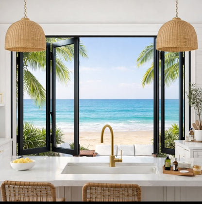 Aluminum Bifold Window 60″Wx60″H – OUT SWING FROM EXTERIOR VIEW