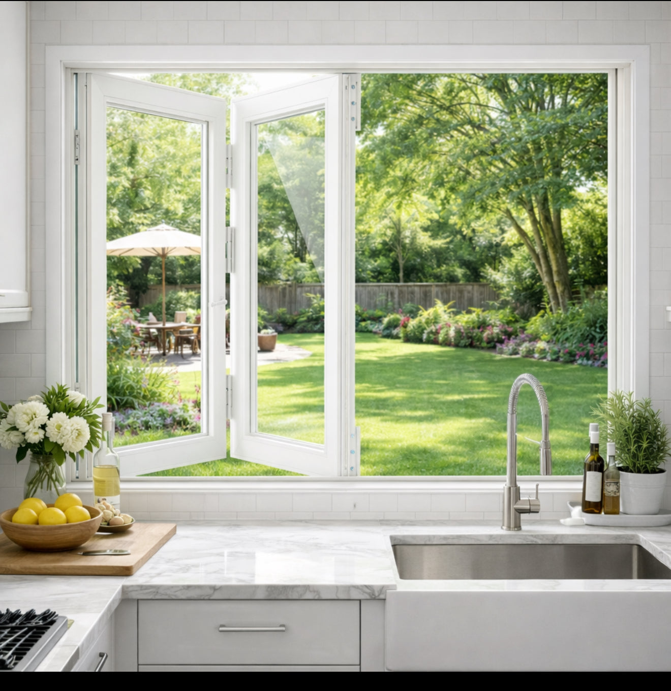 Aluminum Bifold Window  60″Wx42″H – OUT SWING FROM EXTERIOR VIEW