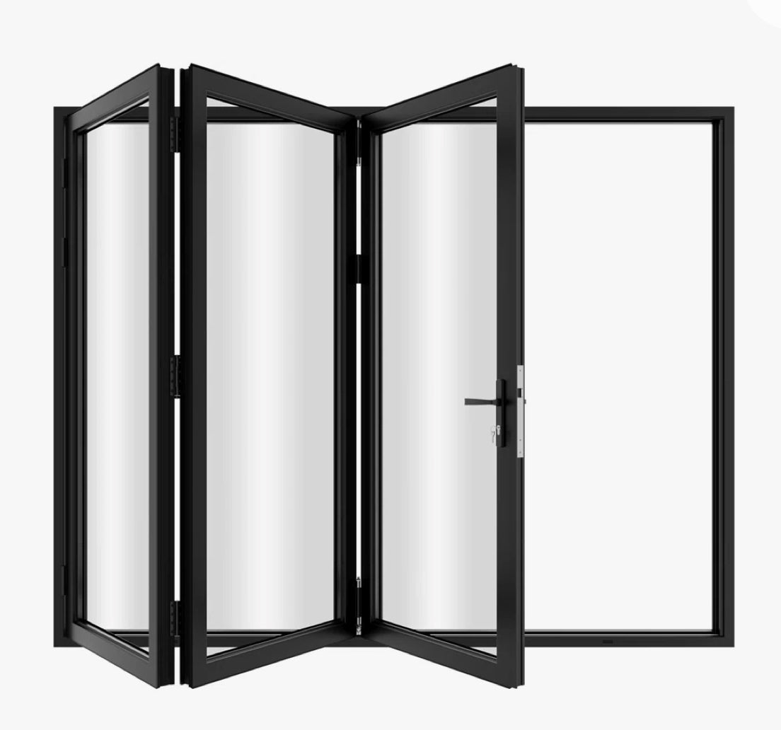 Aluminum Bifold Door 120″Wx80″H – OUT SWING FROM EXTERIOR VIEW