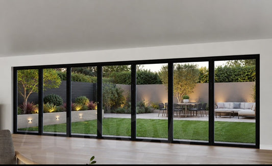 Aluminum Bifold Door 240″Wx80″H – OUT SWING FROM EXTERIOR VIEW