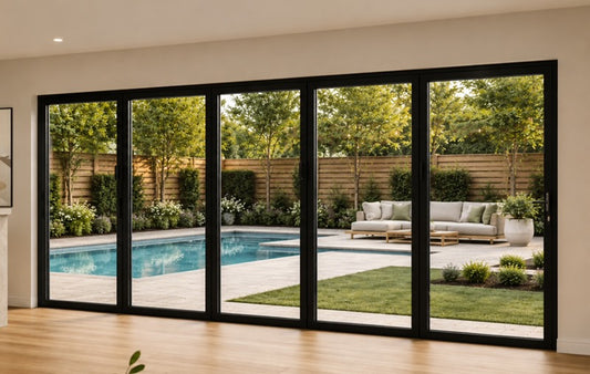 Aluminum Bifold Door 216″Wx80″H – OUT SWING FROM EXTERIOR VIEW