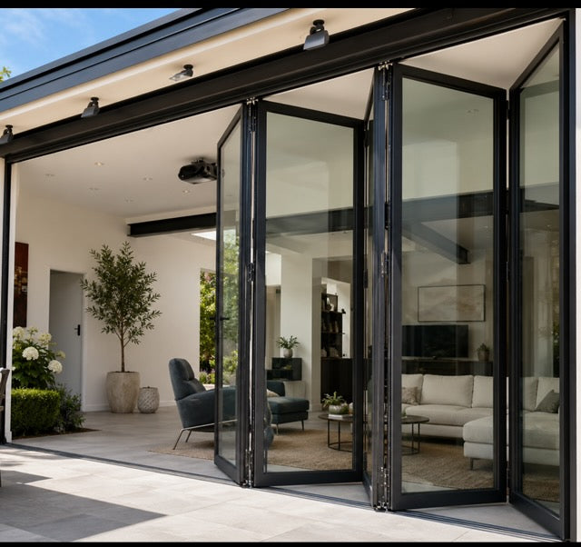Aluminum Bifold Door 192″Wx80″H – OUT SWING FROM EXTERIOR VIEW