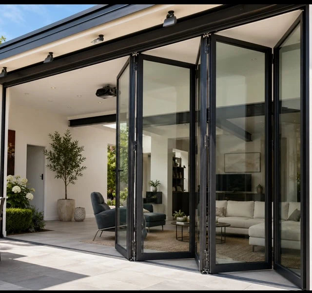 Aluminum Bifold Door 144″Wx96″H – OUT SWING FROM EXTERIOR VIEW