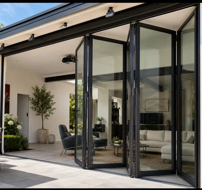 Aluminum Bifold Door 144″Wx96″H – OUT SWING FROM EXTERIOR VIEW