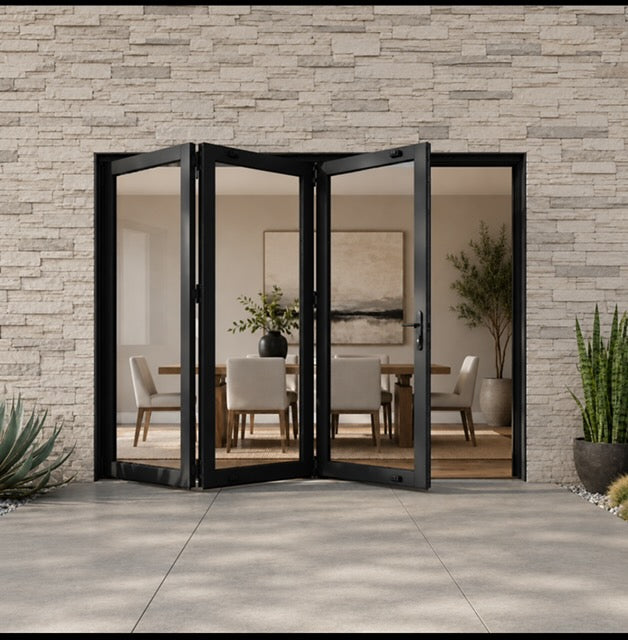 Aluminum Bifold Door 120″Wx96″H – OUT SWING FROM EXTERIOR VIEW