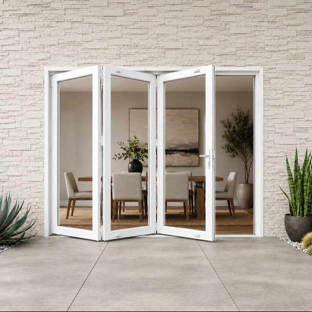 Aluminum Bifold Door 120″Wx80″H – OUT SWING FROM EXTERIOR VIEW