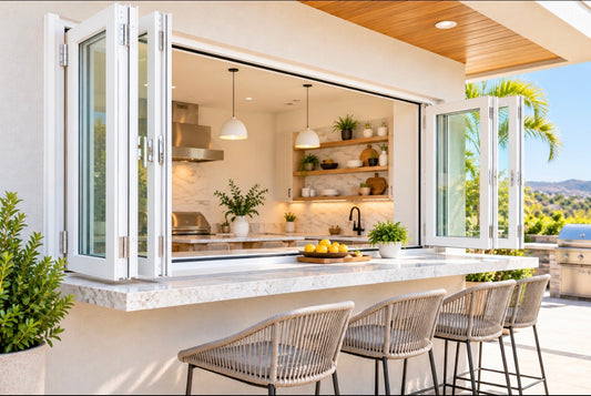 Aluminum Bifold Window 96″Wx48″H – OUT SWING FROM EXTERIOR VIEW