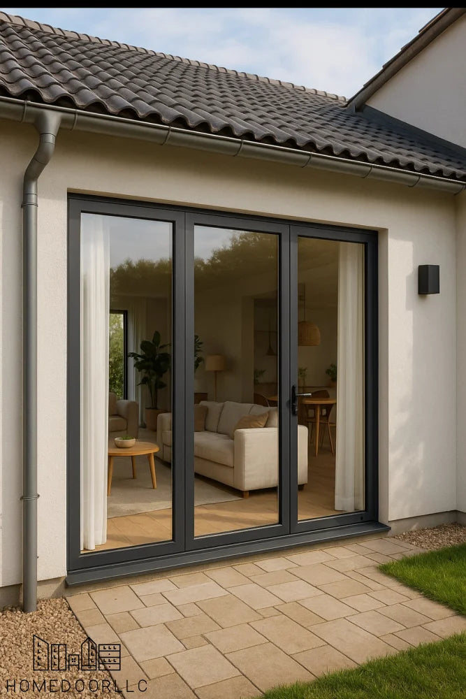 Aluminum Bifold Door 108″Wx80″H – OUT SWING FROM EXTERIOR VIEW Bifold