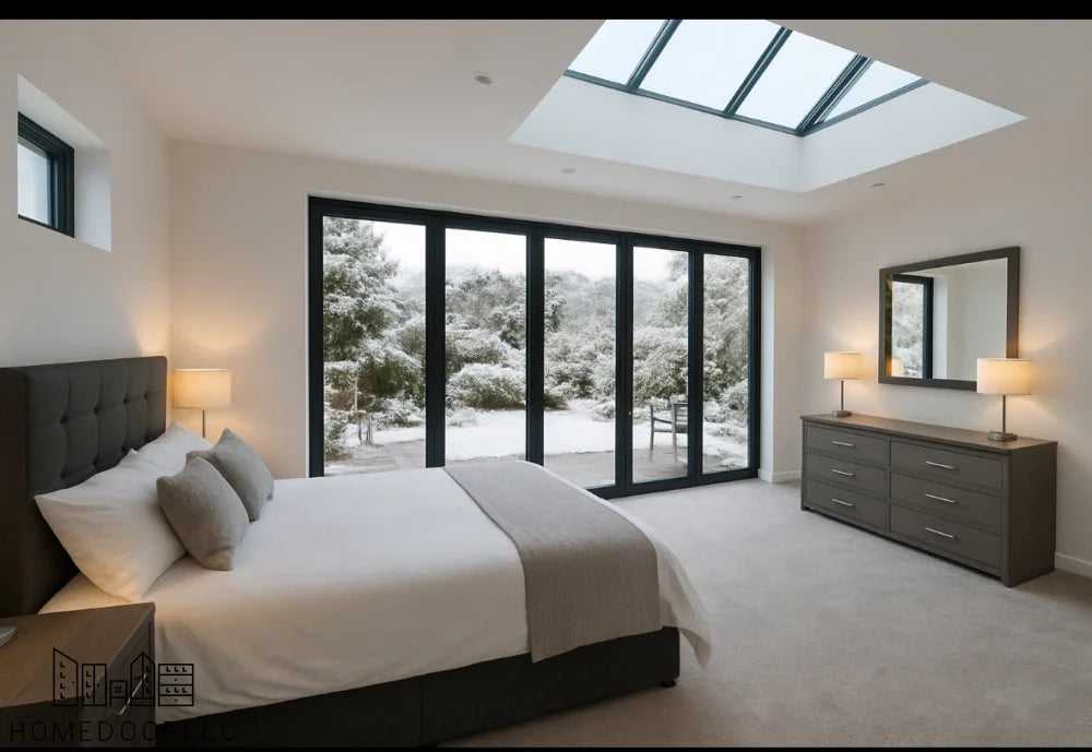 Aluminum Bifold Door 144″Wx80″H – OUT SWING FROM EXTERIOR VIEW Bifold