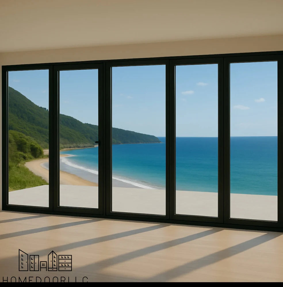 Aluminum Bifold Door 168″Wx80″H – OUT SWING FROM EXTERIOR VIEW Bifold