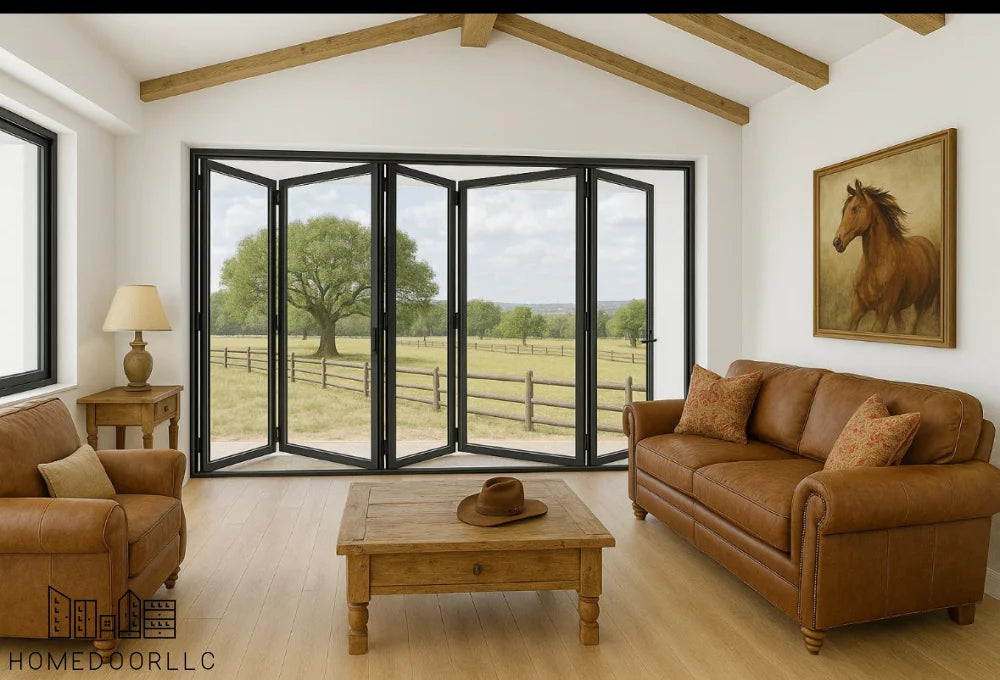 Aluminum Bifold Door 192″Wx80″H – OUT SWING FROM EXTERIOR VIEW Bifold