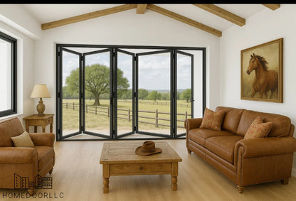 Aluminum Bifold Door 192″Wx80″H – OUT SWING FROM EXTERIOR VIEW Bifold