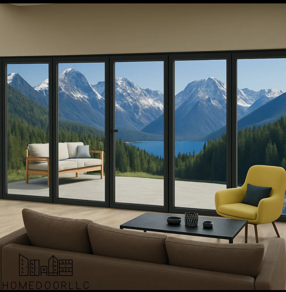 Aluminum Bifold Door 192″Wx96″H – OUT SWING FROM EXTERIOR VIEW Bifold