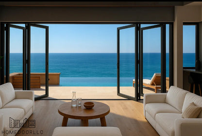 Aluminum Bifold Door 192″Wx96″H – OUT SWING FROM EXTERIOR VIEW Bifold