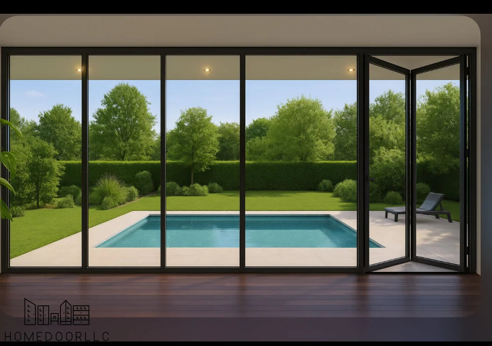 Aluminum Bifold Door 240″Wx80″H – OUT SWING FROM EXTERIOR VIEW Bifold