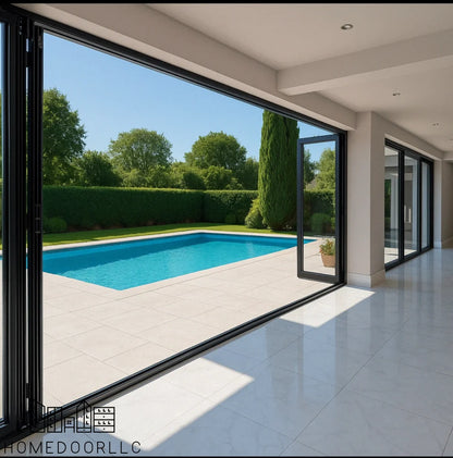 Aluminum Bifold Door 240″Wx96″H – OUT SWING FROM EXTERIOR VIEW Bifold
