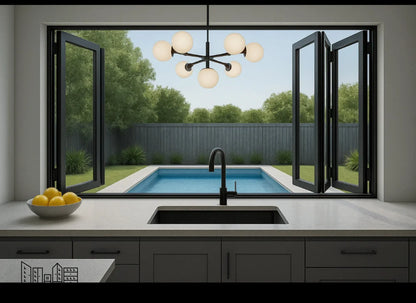 Aluminum Bifold Window 72″Wx36″H – OUT SWING FROM EXTERIOR VIEW