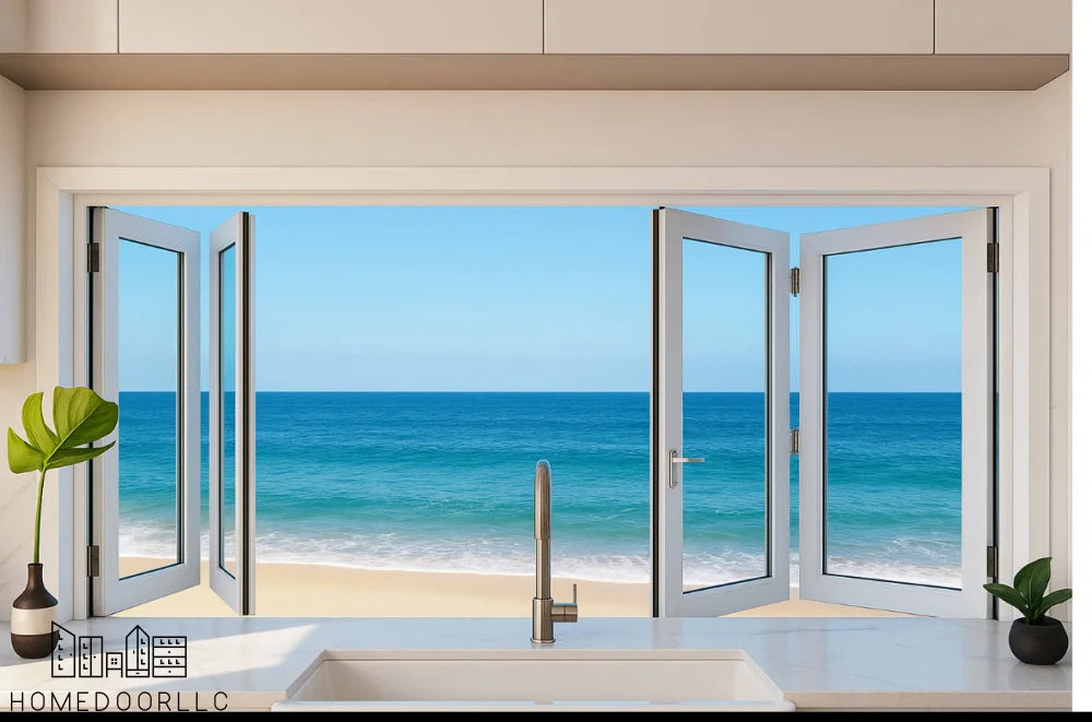 Aluminum Bifold Window 72″Wx48″H – OUT SWING FROM EXTERIOR VIEW