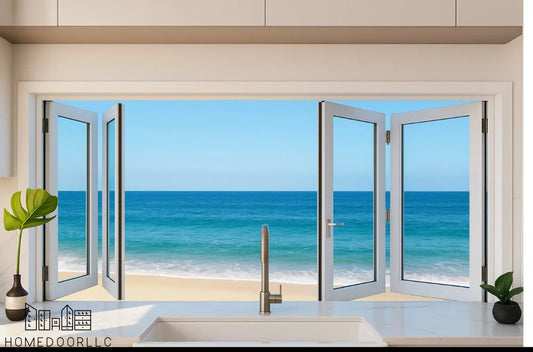 Aluminum Bifold Window 72″Wx48″H – OUT SWING FROM EXTERIOR VIEW