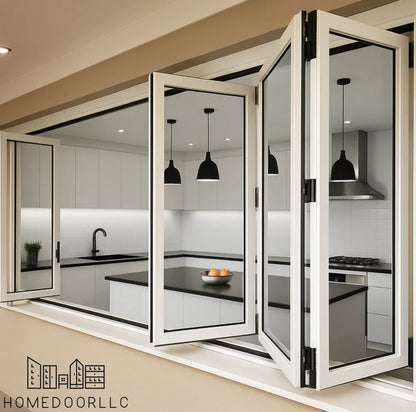 Aluminum Bifold Window 96″Wx48″H – OUT SWING FROM EXTERIOR VIEW