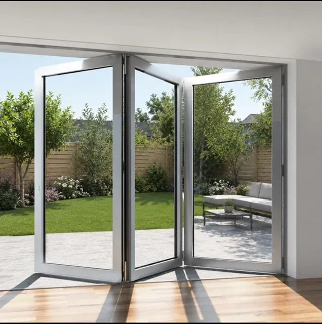 120W x 96H aluminum bifold door out swing exterior view