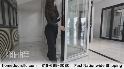 Aluminum Bifold Door 120″Wx80″H – OUT SWING FROM EXTERIOR VIEW