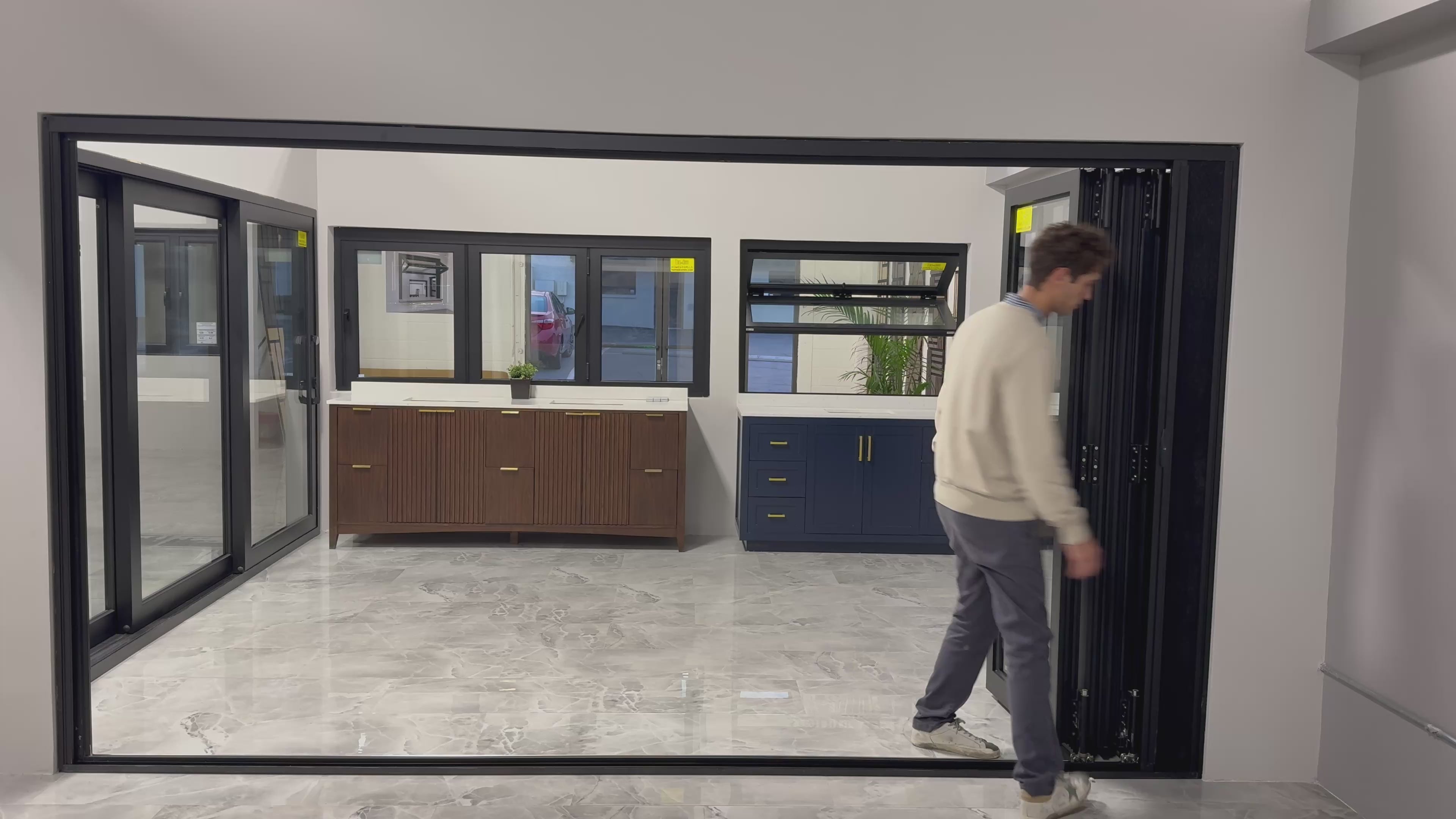 Aluminum Bifold Door 144″Wx96″H – OUT SWING FROM EXTERIOR VIEW